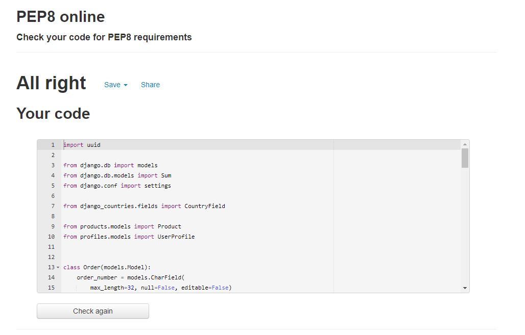 Testing on Pep8 checkout models