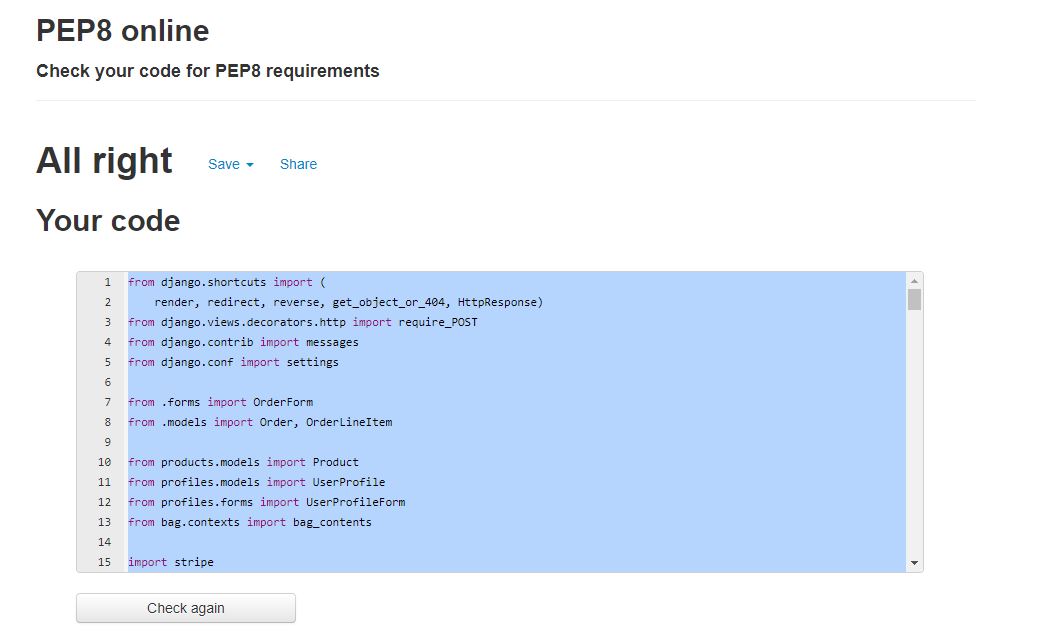 Testing on Pep8 checkout views