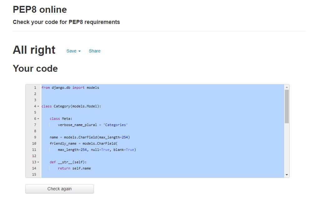 Testing on Pep8 product models