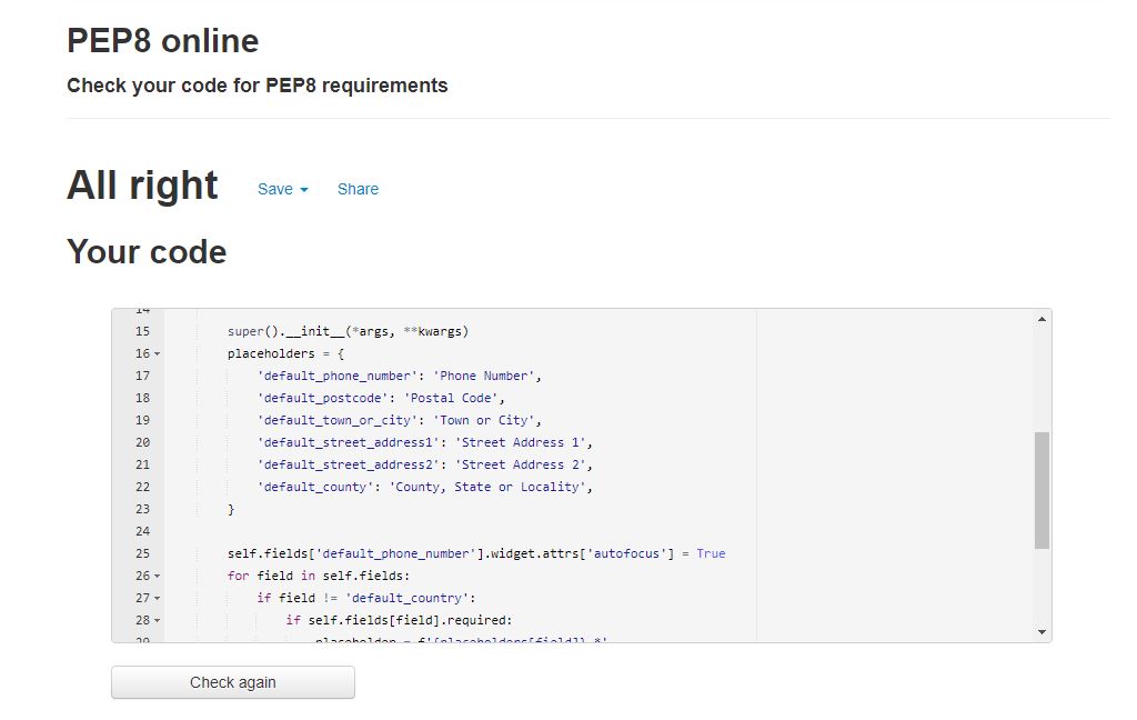 Testing on Pep8 profile forms